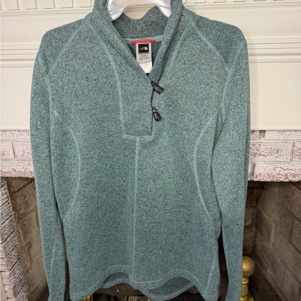 North Face Teal Sweater Fleece Cowl Neck Pullover Women's XL